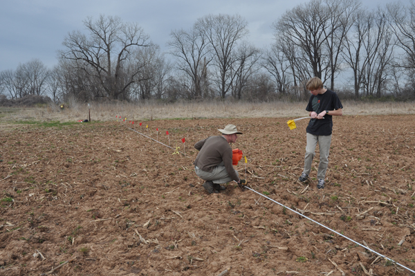 Photo of pinning grid lines